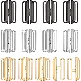 PH PandaHall 12pcs 1.2 inch Front Closing Bikini Clasps Bathing Suit Clasp Bra Hooks Front Closure Bikini Buckles for Swinsuit Garment Bra Hooks Replacement, Silver/Golden/Black