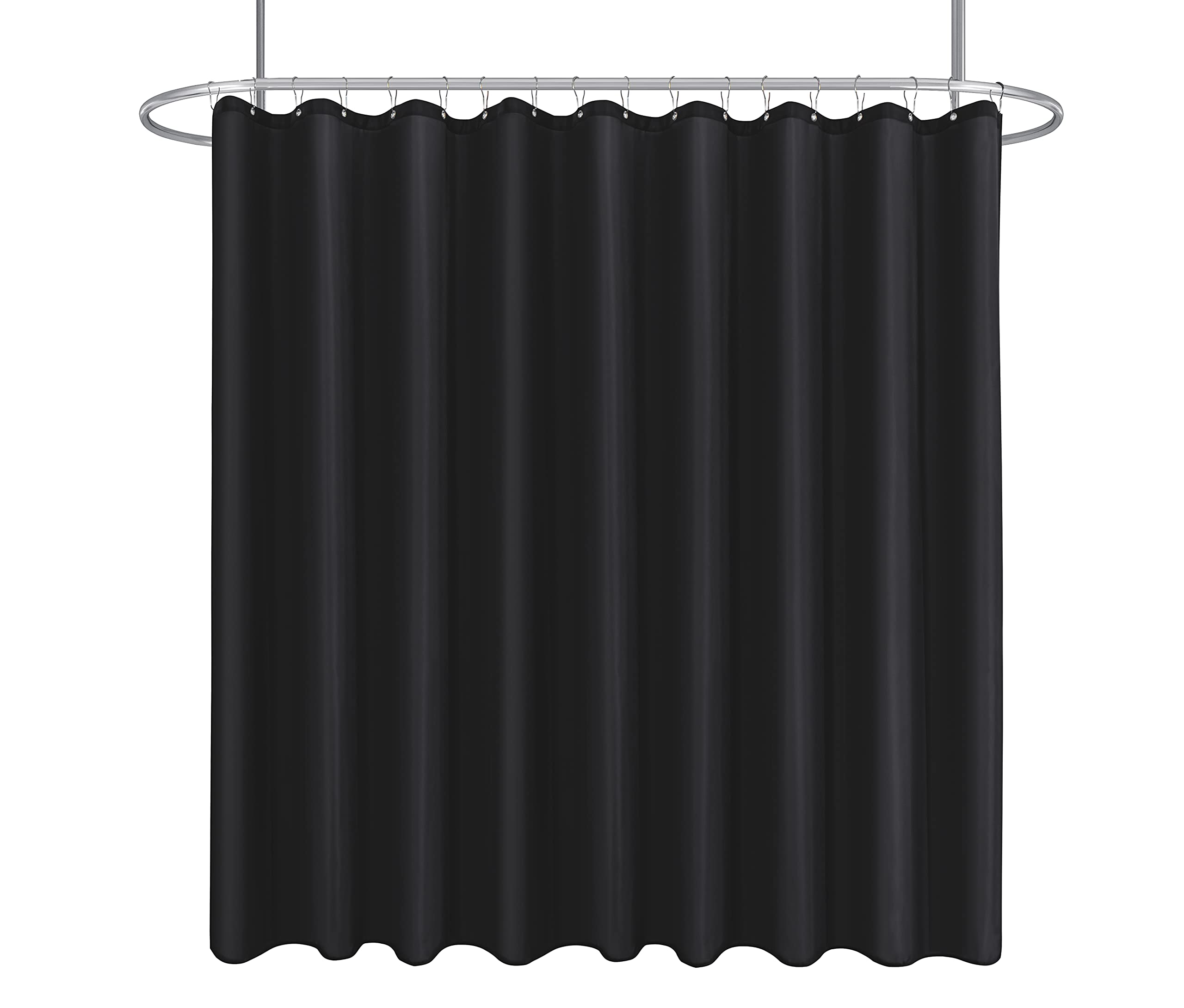 Biscaynebay Fabric Extra Wide Shower Curtain Liners 96" Width by 72" Length, Black Water Resistant Bathroom Curtains, Rust Resistant Grommets Top Weighted Bottom Machine Washable