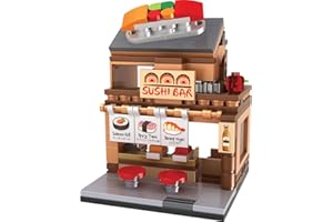 Brick Loot Mini City Sushi Cart Bar Toy Building Block Set, Custom Designed Model, for Adults & Kids Age 6+, 100% Compatible with Lego and Other Major Toy Building Block Brick Brands, 190 Pieces