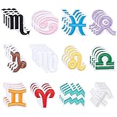 FINGERINSPIRE 48 Pcs Zodiac Signs Applique Iron On/Sew on Patch Applique 12 Constellations Embroidered Cloth Patches Assorted Colors Decorative DIY Patches for Bag Clothes Dress Hat Jeans Shoes