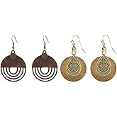 Sgoeths 2 Pairs Bohemian Earrings For Women Dangle Boho Earrings Vintage Boho Ethnic Earrings Hollow Out Hoop Spiral Earrings Handmade Jewelry (2 Pairs Set)