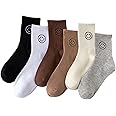 KAIGOBOX Womens Socks 5 Pairs Cute Smile Face Socks,Face Cotton Mid Crew Socks for Women Socks Set Funny Novelty Gift