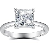 IMOLOVE Moissanite Solitaire Engagement Ring for Women Princess Cut Engagement Ring Moissanite Promise Rings 2CT D Color VVS1 Clarity 925 Sterling Silver with 18K Gold Plated Size 4-11