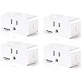 SYLVANIA Wifi Smart Plug, Voice Control, Compatible with Alexa and Google Home, Timer, On/Off, White - 4 Pack (75703)