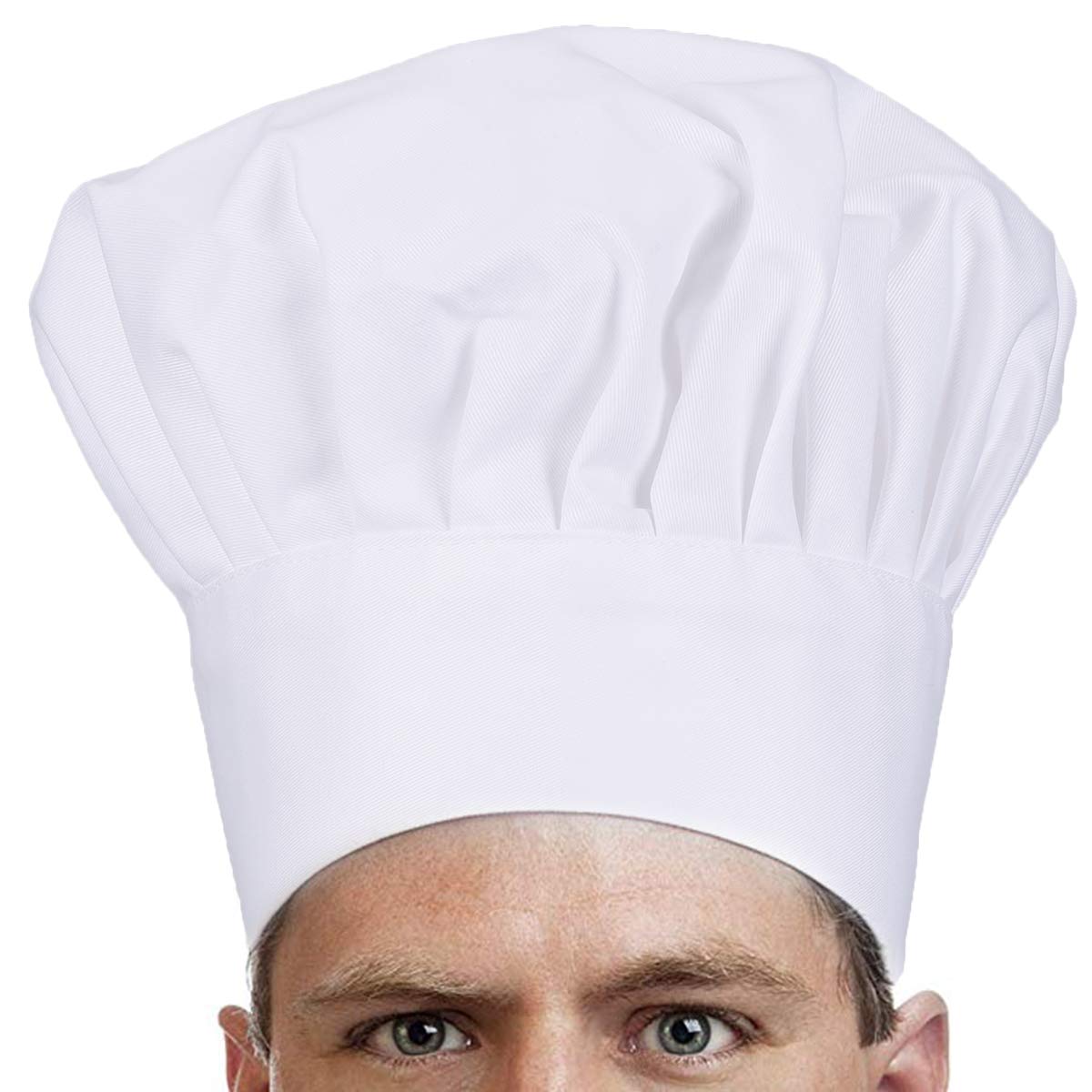 Ulife Mall Chef Hat Adult Adjustable Elastic Baker Kitchen Catering Cooking Chef Cap Comfortable Kitchen Uniform Cap, White/Unisex