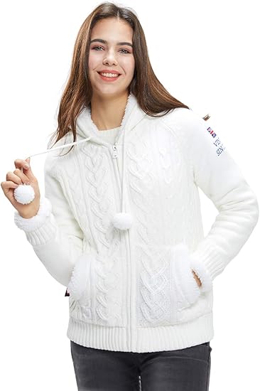 Extreme Pop Femme Pull A Capuchon En Tricot De Cardigan Zippe Pulls Veste D Hiver Doublee Sherpa En Polaire Uk Stock Amazon Fr Vetements Et Accessoires
