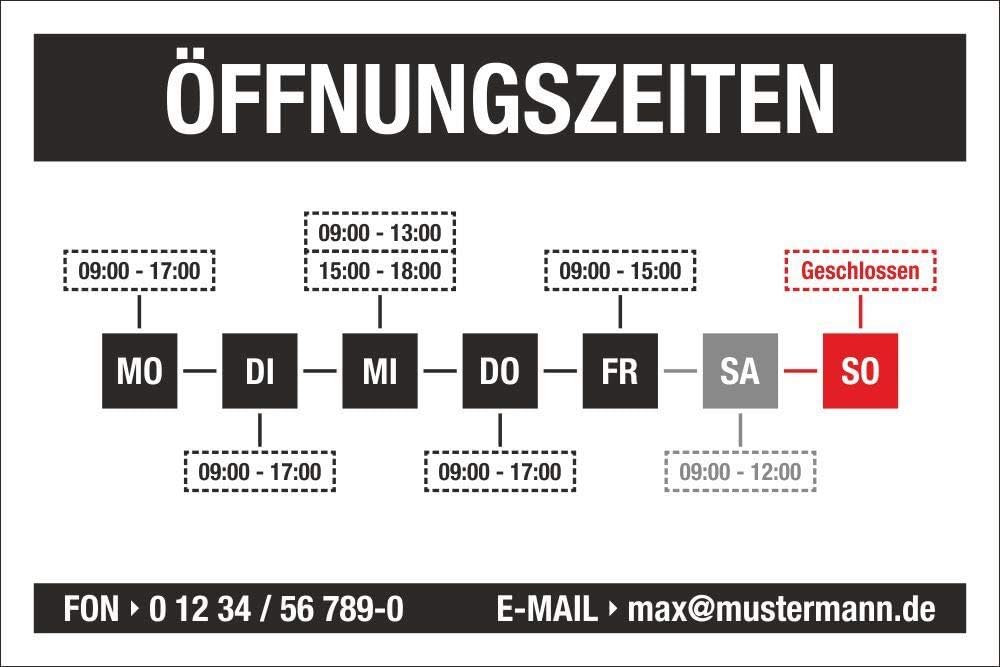 WERBEPUNKT. Schild Öffnungszeiten Geschäftszeiten Schaufenster Laden Büro - Mit Ihren Daten 600 ...