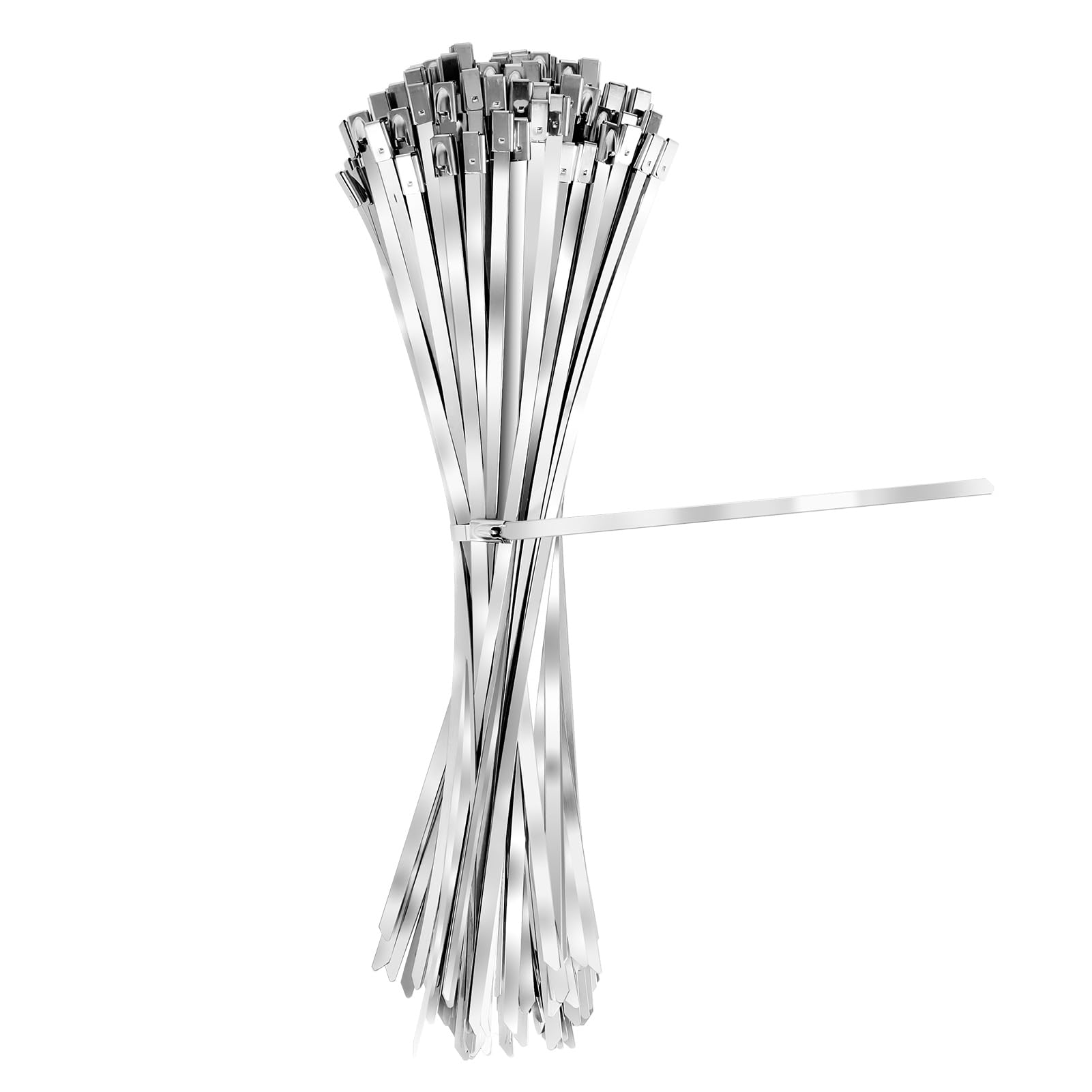 View 1 of 100PCS 3.9 inch Metal Zip Ties 304 Stainless Steel Zip Ties Heavy Duty Locking Cable ties Strap for Exhaust Wrap, Fence, Outdoor (3.9)