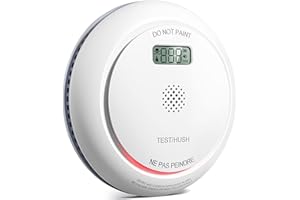 Jemay Combination Smoke and Carbon Monoxide Detector, Battery Operated Smoke Detector Carbon Monoxide Detector Combo 10-Year Lifespan CO Alarm, Large LCD Display, Test/Silence Button, 1 Pack