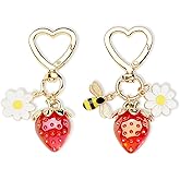 Cecliy Cute Keychain Cherry Strawberry Bag Charms,Metal Key Chains Women,Car Accessories Keyrings Gifts for Women Handbags