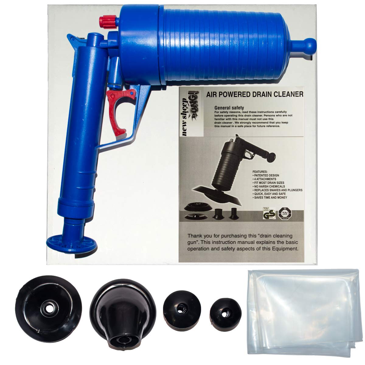 Air Power Drain Blaster gun, High Pressure Powerful Manual sink Plunger