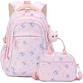 ETAISHOW Pink 2Pcs Cat Kids Backpack Set for Girls with Lunch Box Bookbag for Elementary School Pre Girls School Bag Water Resistant