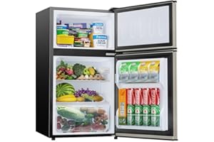 BODARE Mini Fridge with Freezer Quite: 3.2 Cu.Ft Mini Refrigerator with 2 Doors - Compact Small Refrigerator - for Bedroom Dorm Office Apartment