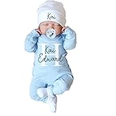 Personalized Newborn Coming Home Outfit,Custom Baby Bodysuit and Hat with Name,Newborn Long Sleeve Rompers (Style 2)