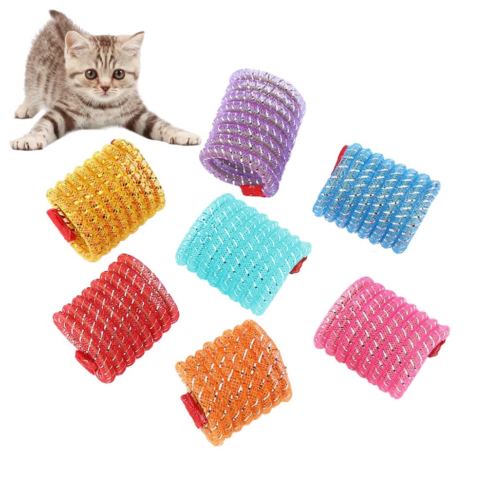 WishLotus Cat Toys, 5pcs Cat Spring Toy Kitten Teething Toys Colorful and Interactive Telescopic Funny Cats Jumping Toy Flexible & Coil Spiral Springs Kitten Chew Toys to Kill Time and Keep Fit