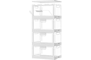 Vtopmart 4 Pack Clear Stackable Storage Bins with Lids 24QT, Foldable Storage Boxes with Doors Open Front, Plastic Containers for Closet, Craft, Toys, Pantry Organization