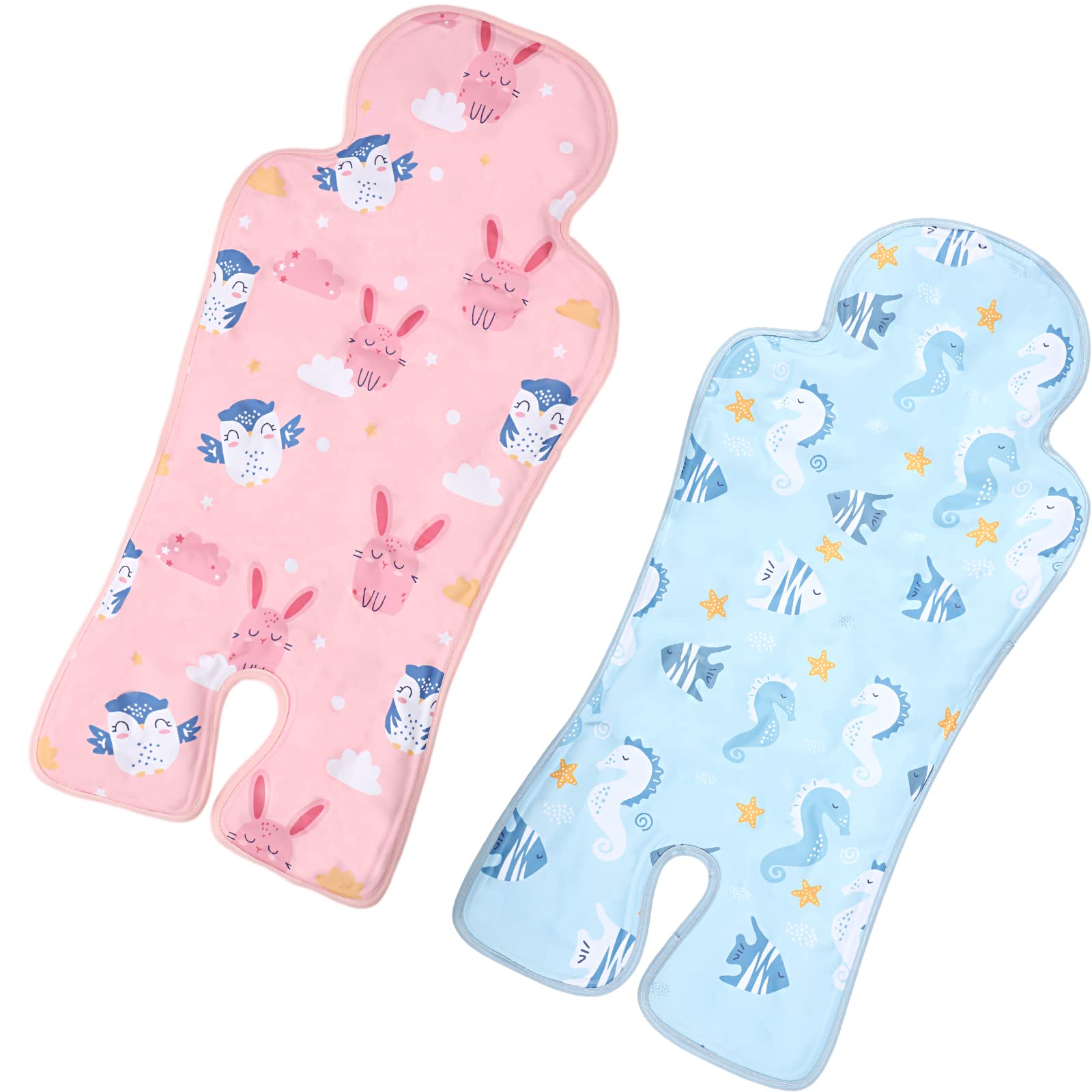 Photo 1 of Qunclay 2 Pcs Gel Car Seat Cooler Pad for Baby Cooling Pad for Stroller Breathable Universal Car Cooler Mat Multifunctional Baby Stroller Seat Liner Cushion Chair(Rabbit, Seahorse)