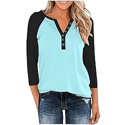Womens 3/4 Sleeve Tops and Blouses Plus Size