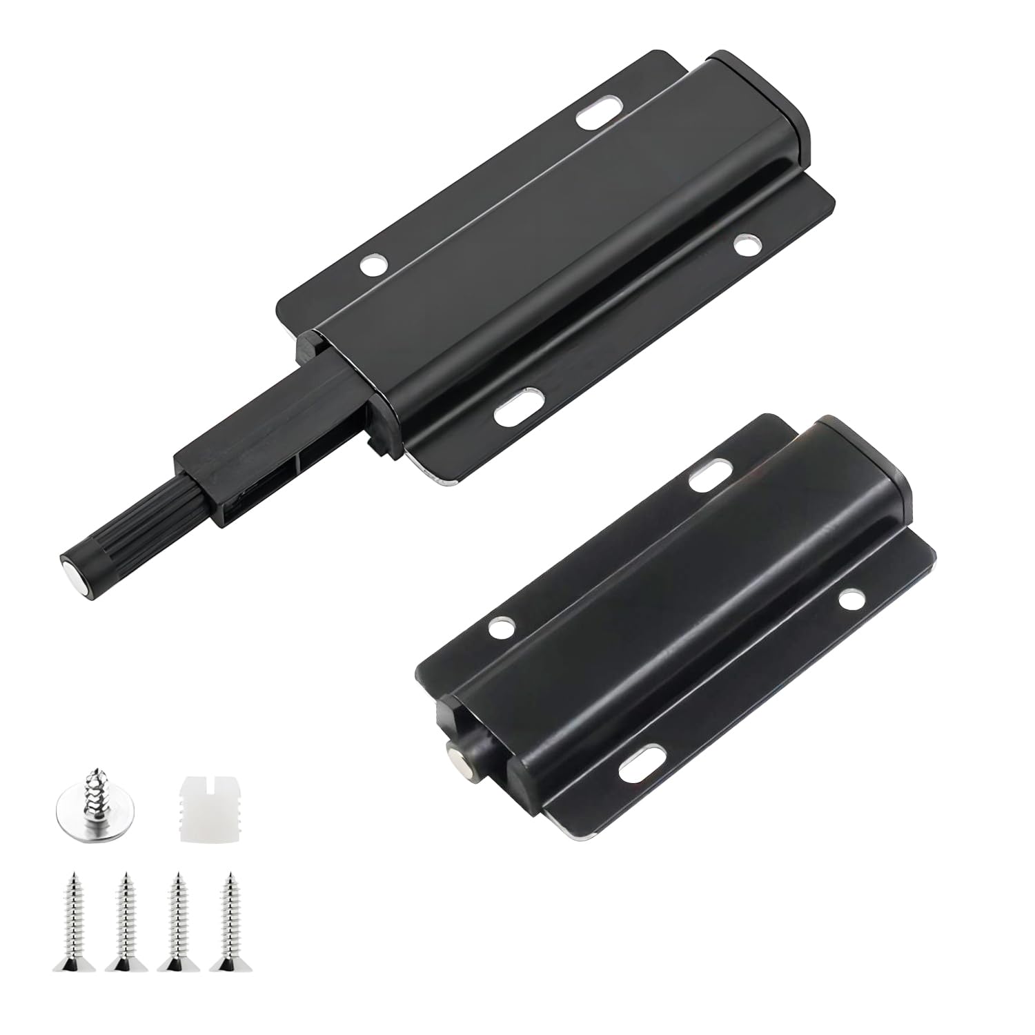 Qrity 2 PCS Cabinet Drawer Closer, Push to Open Door Catches Cupboard Magnetic Door Catch, Cabinet Door Closer Buffers, Black