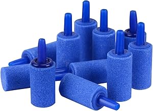Pawfly 1 Inch Air Stones Cylinder 12 PCS Bubble Diffuser Airstones for Aquarium Fish Tank Pump Blue