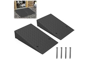 THOOUM Rubber Threshold Ramp 7.09 Inch Rise, Wheelchair Rubber Door Ramp with Non-Slip Surface, Home Step Ramp with Channel for Wheelchairs/Cars/Scooters (2PCS, 2200LBs Loading)