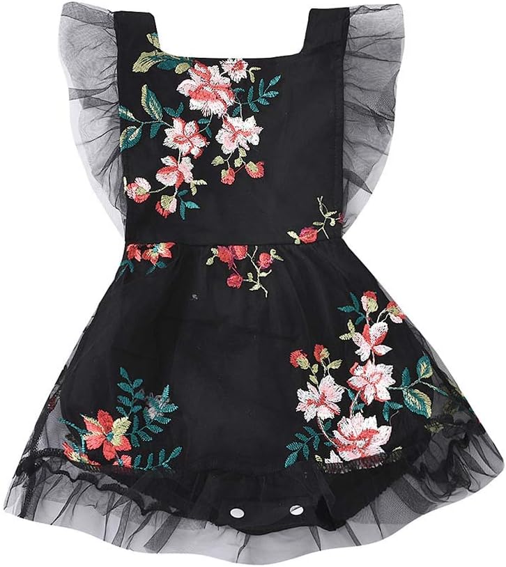 Newborn Baby Girl Romper Jumpsuit Bodysuit Tutu Lace Dress Summer Clothes Outfit with Headband 0-24M