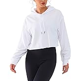 DITOK Womens Cropped Hoodie Sweatshirt Oversize Long Sleeve Loose Hoodies Ladies Drop Shoulder Pullover Casual Athletic