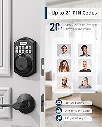TEEHO TE001L Keyless Entry Door Lock with 2 Handles
