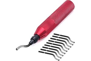 Deburring Tool with 11 High Speed Steel BS1010 Rotary Burr Removal Blades - Askwhy 3D Print and PVC Tube Pipe Deburr - Debur Metal Hand Extractor-Aluminum Copper Plastic Deburr-red