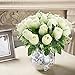 Silk Rose Bouquet White 18 heads SOLEDI Artificial Fake Flower Bunch Bridal Bouquet Wedding Living Room Table Home Garden Decoration