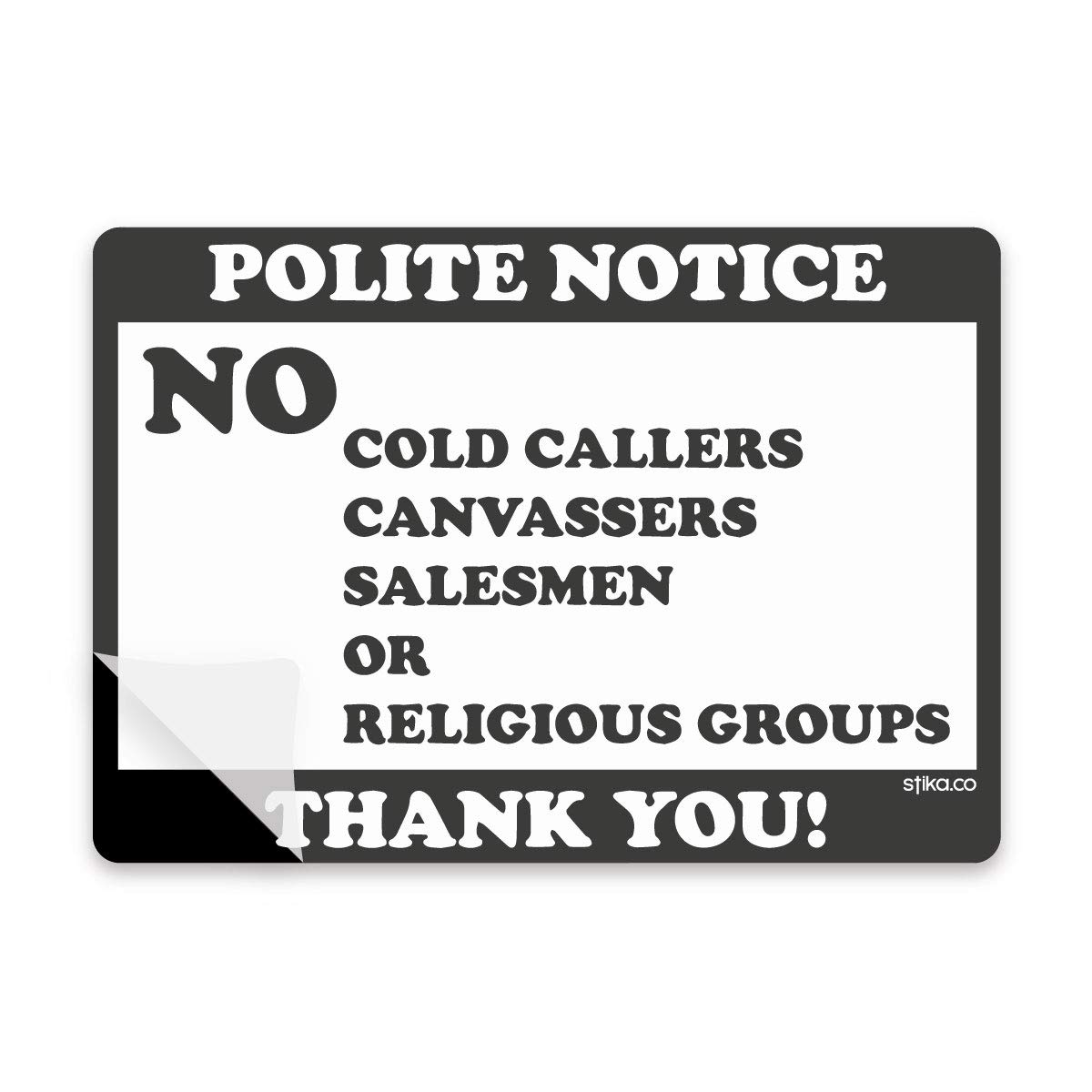 stika.co Set of 2 No Cold Callers Canvassers or Religious groups Calling Door Window Self-adhesive Vinyl Sticker (Premium Laminated Vinyl, 100 x 70mm)