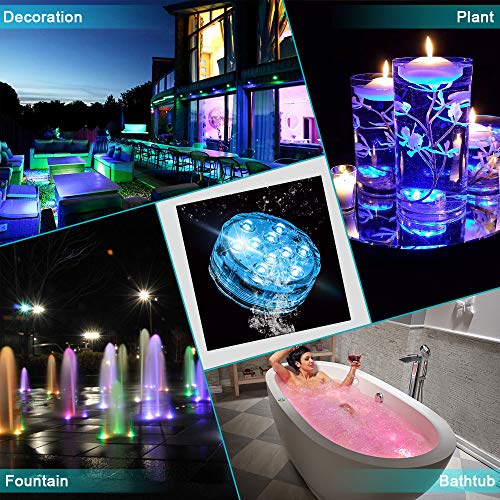 Candywe Submersible Led Lights, 4 Pack Submersible Lights Waterproof Remote Controlled RGB Changing Waterproof Lights for Pond Pool Fountain Aquarium Vase Hot Tub Bathtub Event Party and Home Decor - Thumbnail 3
