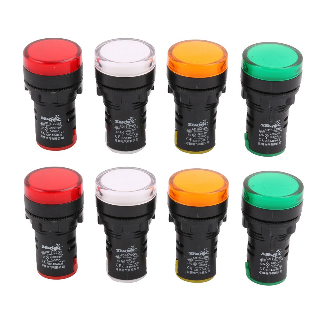 sourcingmap 8 Pcs ACDC 24V 22mm Mount Dia Round Indicator Pilot Light Signal Lamp