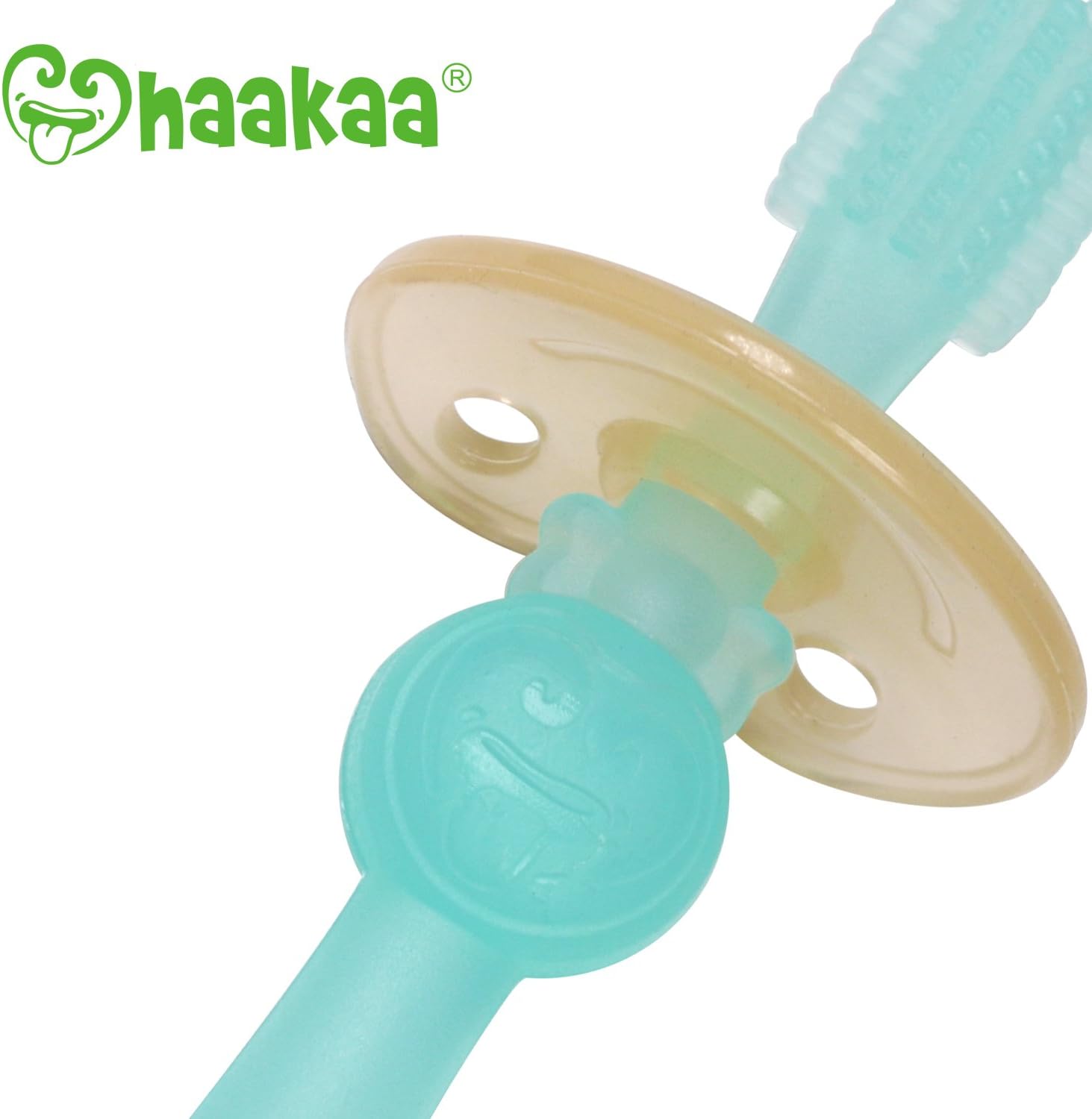 haakaa 360° Silicone Baby Toothbrush Teether with Suction Base Infant Toothbrush Training Massage Teether for Baby,1pc (Blue) - Image 4