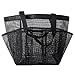 iPEGTOP Portable Mesh Shower Caddy, Quick Dry Shower Tote Hanging Bath & Toiletry Organizer Bag with 9 Storage Pockets, Double Handles for College Dorm, Travel, Gym & Camping, Black
