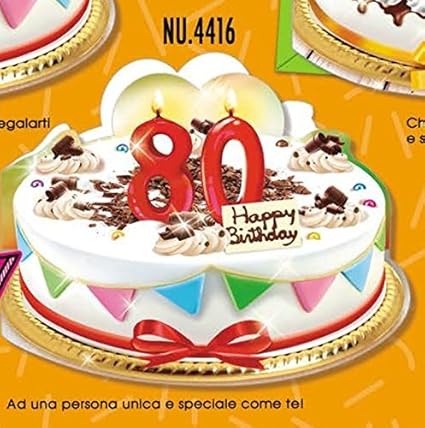 Subito Disponibile Biglietto Auguri Compleanno 80 Anni A Forma Di Torta Amazon It Casa E Cucina