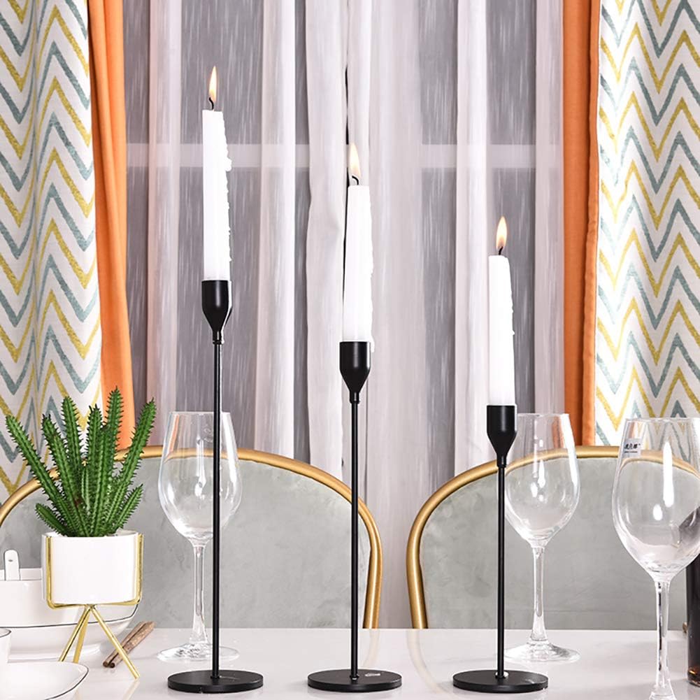 SUJUN Matte Black Candle Holders Set of 3 for Taper Candles, Decorative Candlestick Holder for Wedding, Dinning, Party, Fits 3/4 inch Thick Candle&Led Candles (Metal Candle Stand): Home & Kitchen