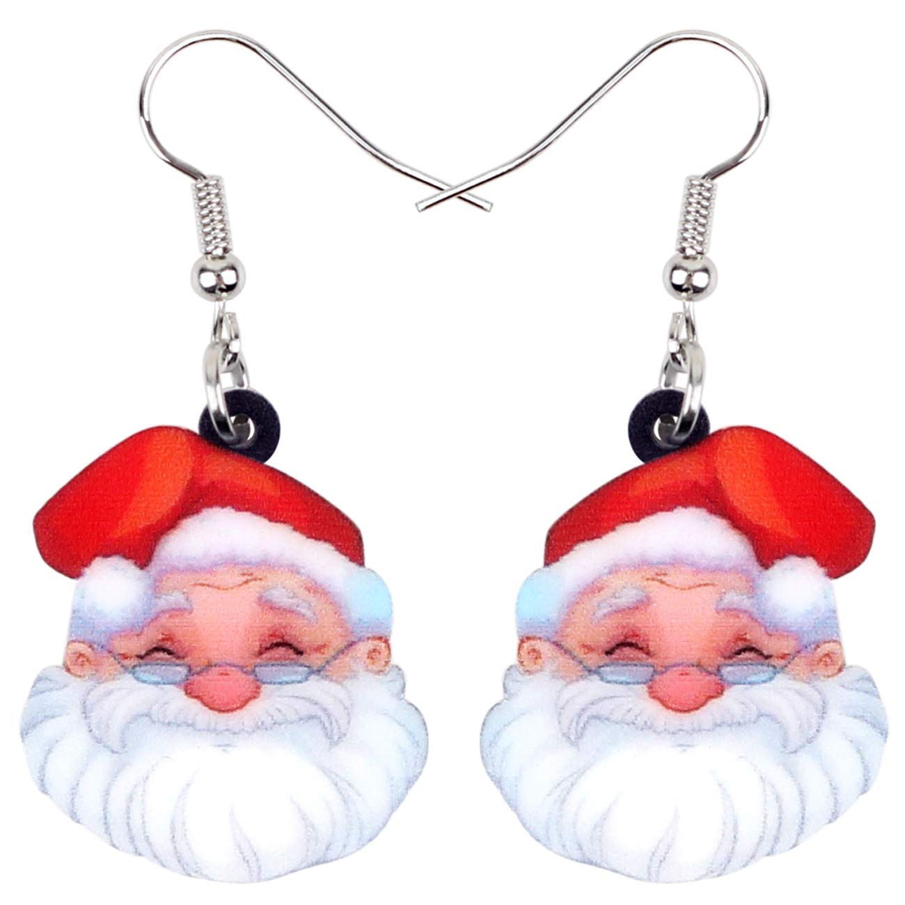 NEWEI Acrylic Christmas Santa Claus Earrings for Women Kids Drop Dangle Festival Jewelry Fashion Ornaments, Acrylic, No Gemstone
