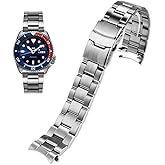 Danxancy Stainless Steel Watch Band Curved Ends Tapered 18mm 19mm 20mm 21mm 22mm 24mmFlexible Metal Watch Strap Smartwatch Bracelet Deployment Double FlipLock Buckle Silver Black Gold