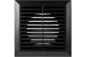 ECOPRO VENT Black 4'' Inch Ventilation Grille - Inside/Outside use - (Flange 3.9''Ø/Cover 6.7''x6.7'') - Air Vent Louver - Ex