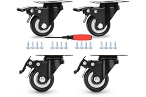 YOOGAA 2 inch Caster Wheels Casters Set of 4 Heavy Duty Industrial Casters Safety Dual Locking Load 600lbs Wheels for Cart Quiet Smooth Plate Casters…