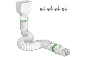 Mapleza Rain Gutter Downspout Extensions Flexible - Drain Downspout Extender - Gutter Down Spout Drain -Extend from 21 to 60 Inches (White,1Pack)