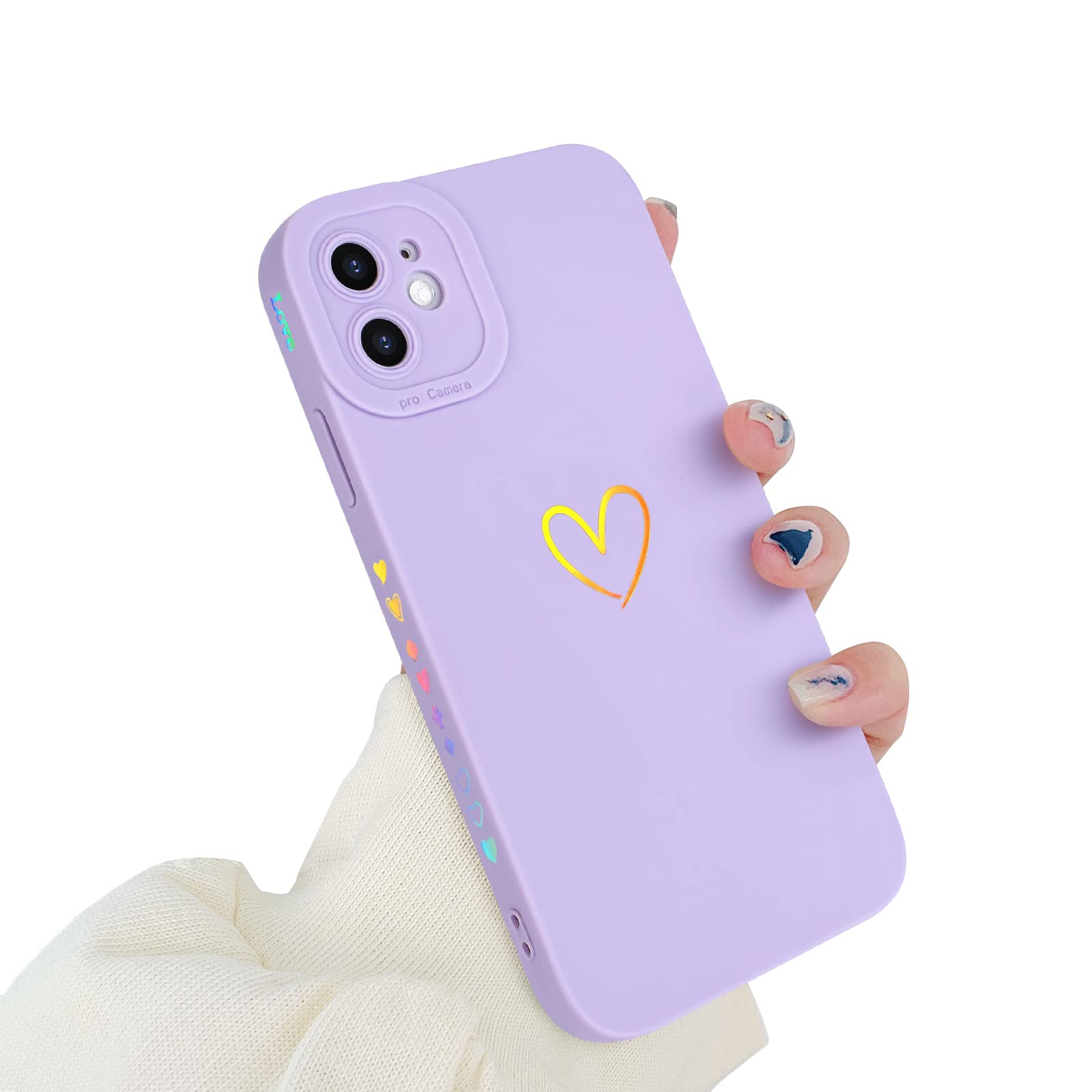 Newseego Case Compatible with iPhone 11, Cute Gold Love-Heart Pattern Design for Girls and Women Flexible Shockproof Soft Liquid Silicone All-inclusive Lens Protective Case for iPhone 11