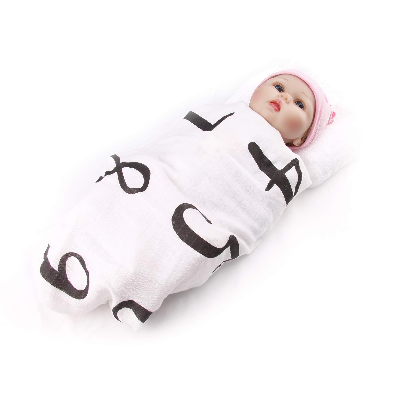 Moonen Baby Monthly Milestone Blanket 40x40 Inch Organic Cotton Swaddle Throw Photography Background Blanket Includes Picture Frame and Baby Photo Props Milestone Blanket for Boy & Girl 1 to 12 Months