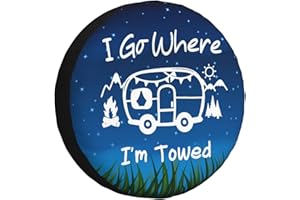 KRIRTEH I Go Where I'm Towed Spare Tire Cover Weatherproof Universal Wheel Protectors Wheel Covers for RV Camper Travel Trailer SUV Truck 14 Inch