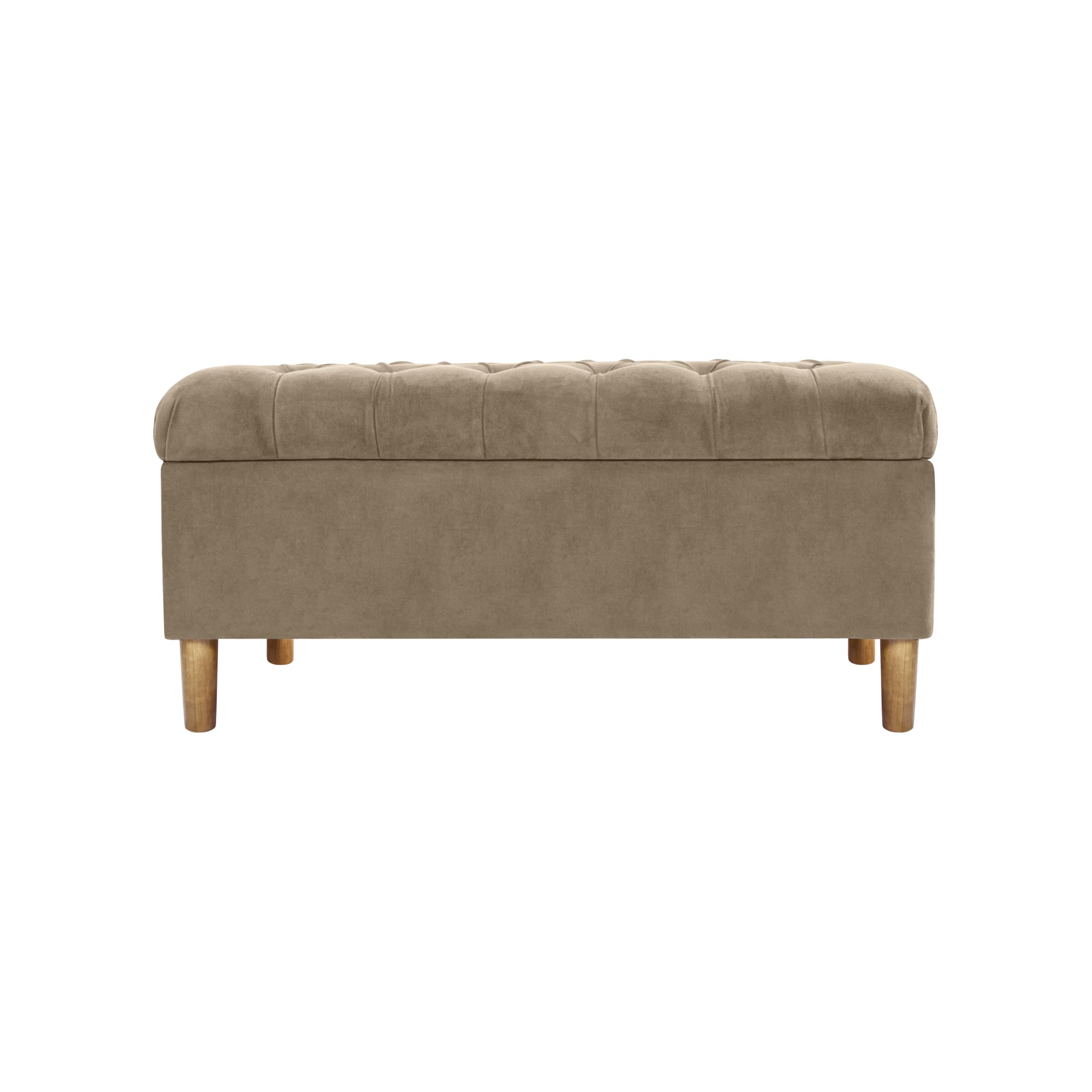 Homepop Home Decor | Tufted Ainsley Button Storage Ottoman Bench with Hinged Lid | Ottoman Bench with Storage for Living Room & Bedroom,Fawn Velvet Image