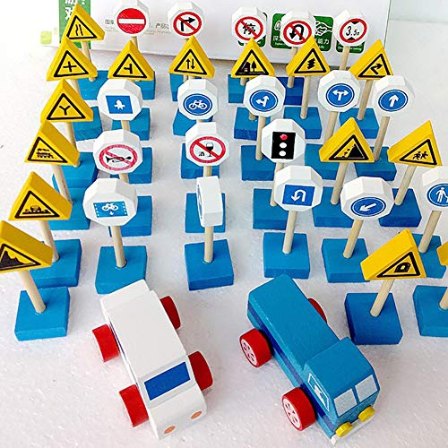 wanshenGyi Kids Educational Toys DIY Musical Instrument, Wooden Street Road Traffic Sign Building Blocks Handicraft Kids Education Toy