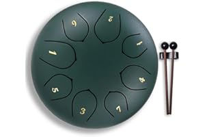 Ic Iclimetree Steel Tongue Drum – 6Inch 8 Note Rain Drum for Outside Garden, Meditation & Music Education Soothing, Hand-Tuned Steel Drum Instrument & Music Gift for Family, Friend & Kids(Stone Green)