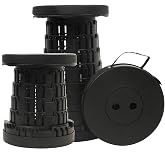 Collapsible Stool for Adults, Portable Folding Camping Seat, 500lbs | Upgraded Portable Folding Chair Stool, Retractable Telescoping 2.4-17.7 in Adjustable, Foldable