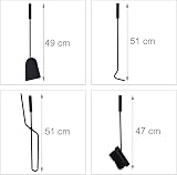 Relaxdays 5-Piece Fireplace Tool Set Steel Black Modern Stand Tongs Shovel Broom view 5